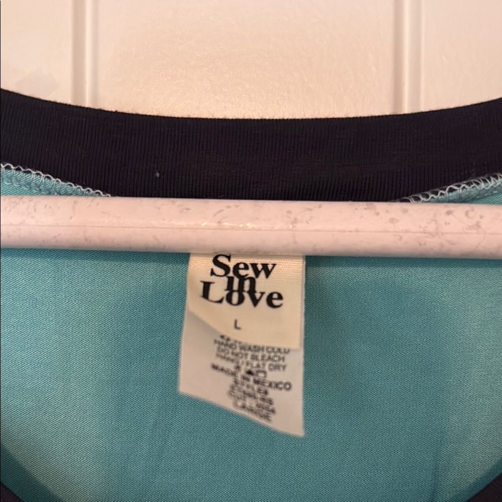 Sew In Love Sleeveless Teal & Navy Asymetric Ruffle Hem Tank Top Size L - Picture 2 of 3